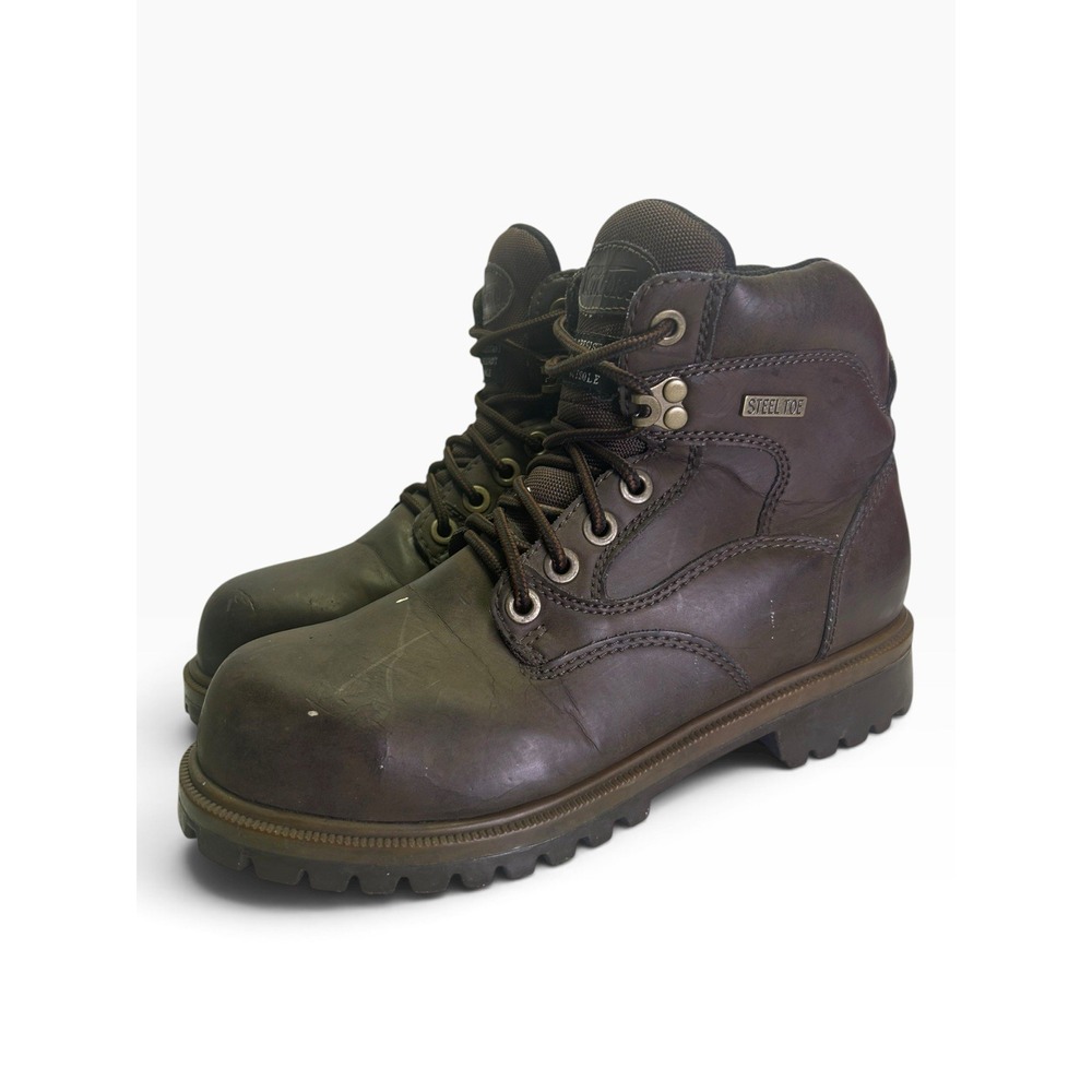 Workforce Men's 7.5 Brown Leather Steel Toe Industrial Work Boots Oil Resistant